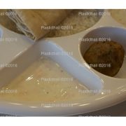 Thalimart 9 compartment round white plastic plate thali with food