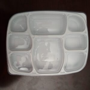 White 8 compartment plates with lid