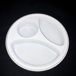 White 3 Section Appetizer Plate with Cup Holder