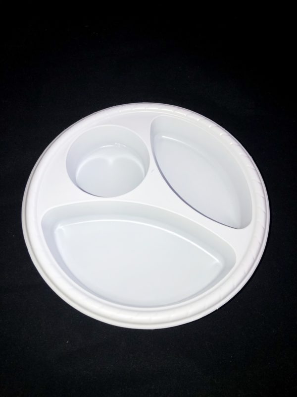 White 3 Section Appetizer Plate with Cup Holder
