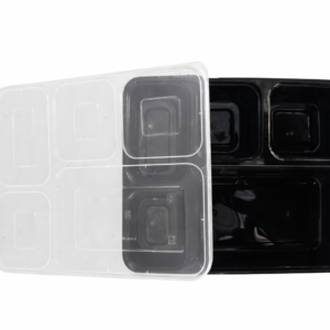 Black 5 Compartment Plate with Lid (150 Plates)