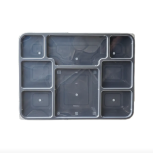 Black 8 Compartment Plate with Lid (100 Plates)