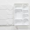 Thalimart 100 Plates & Lids Disposable Rectangle 6 Compartment Plastic  Plate White with Clear Lid