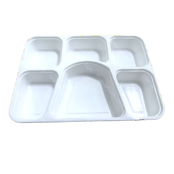8 Compartment Plate (Thali ) w/ Lid, 10 Pcs To go Container Thali - White  #40885